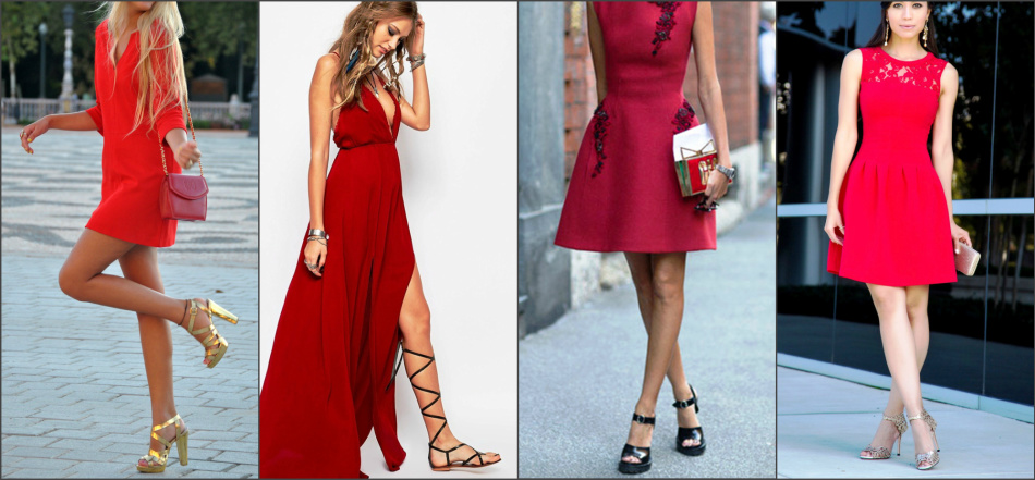 Красное Платье Коричневые Туфли