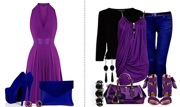 Темно фиолетовый цвет сочетание в одежде