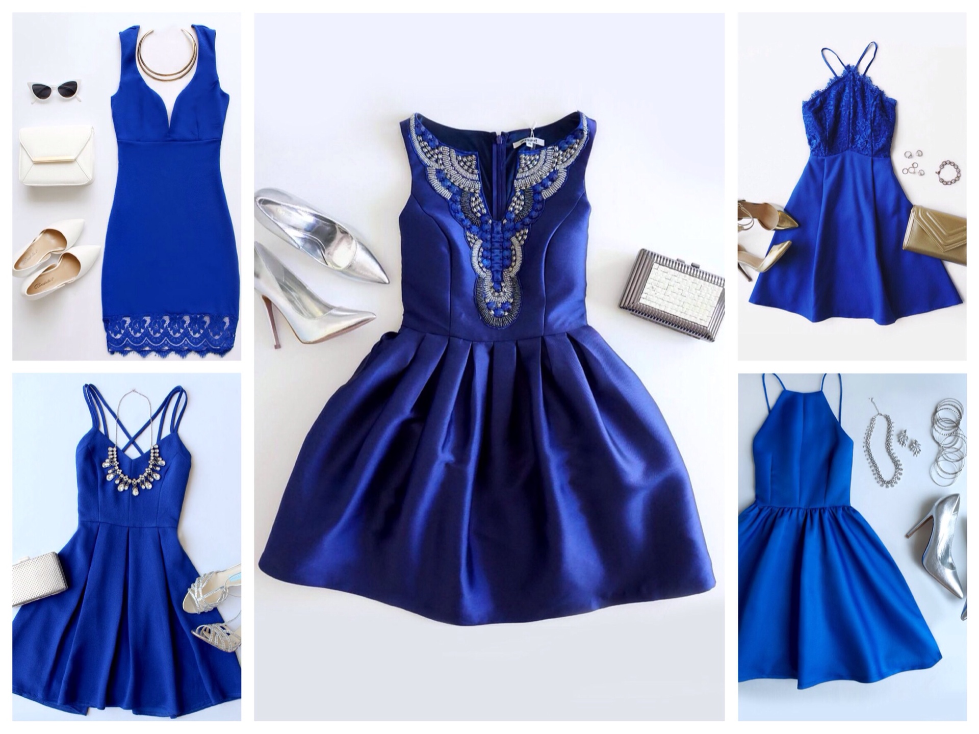 Новогоднее платье синего цвета