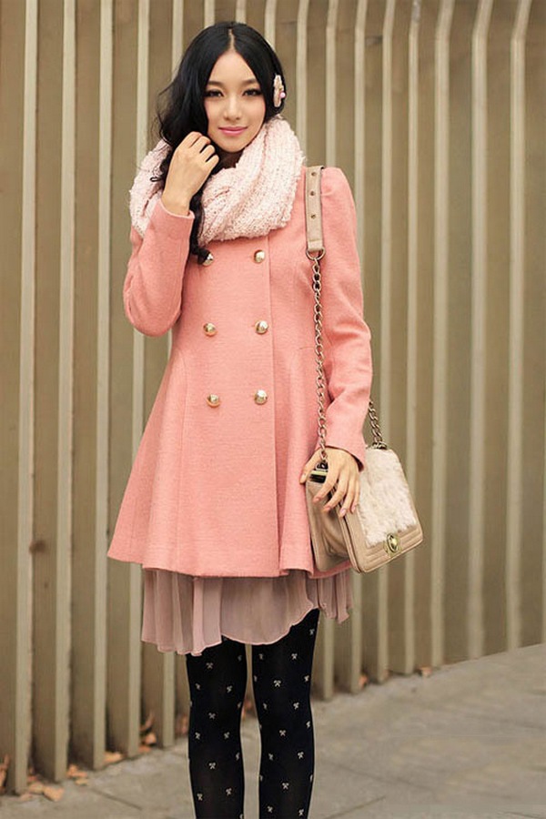 С чем носить пальто розового цвета